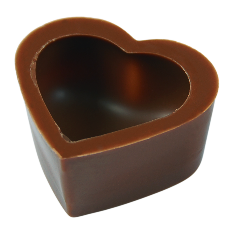 Heart shells milk 36% organic 29x16mm 3.8g 432 pcs.