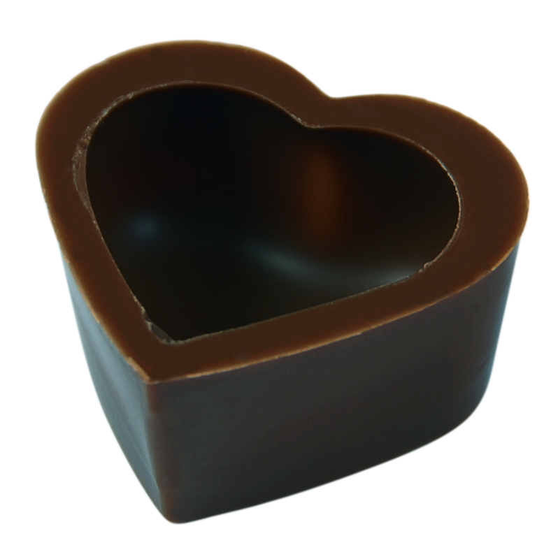 Heart shells dark 65% organic 29x16mm 3.8g 432 pcs.