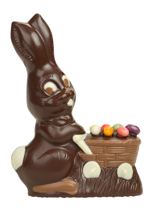 Hase mit Schubkarre gemalt 250g Dunkel